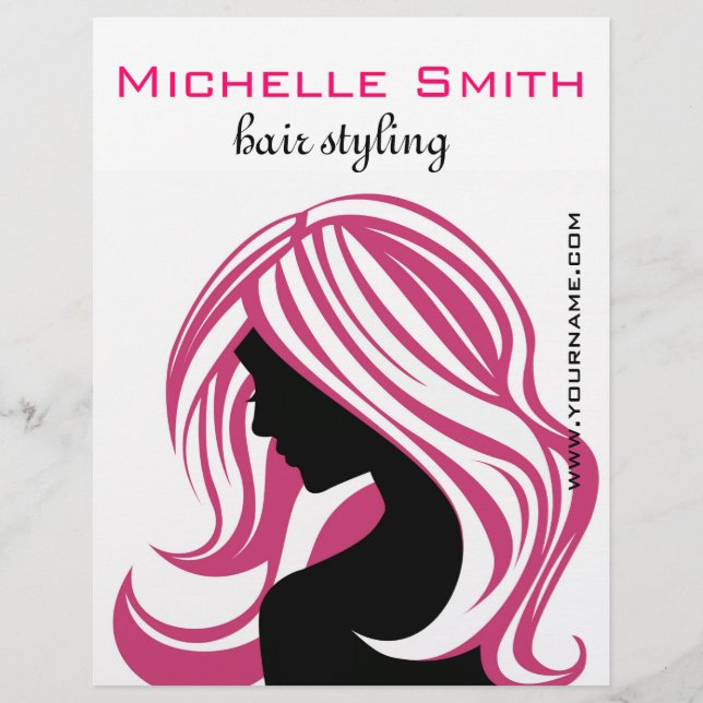 Lovely girl with pink hair Hairstyling branding Flyer (Front)
