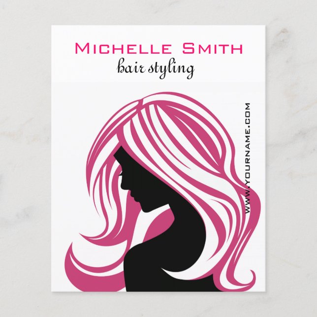 Lovely girl with pink hair Hairstyling branding Flyer (Front)