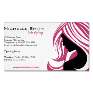 Lovely girl with pink hair Hairstyling branding Magnetic Business Card