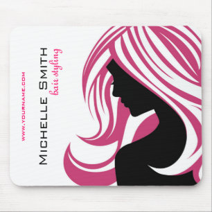 Lovely girl with pink hair Hairstyling branding Mouse Mat