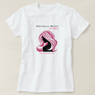 Lovely girl with pink hair Hairstyling branding T-Shirt
