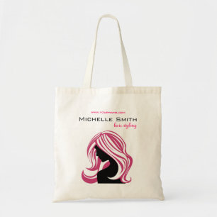 Lovely girl with pink hair Hairstyling branding Tote Bag