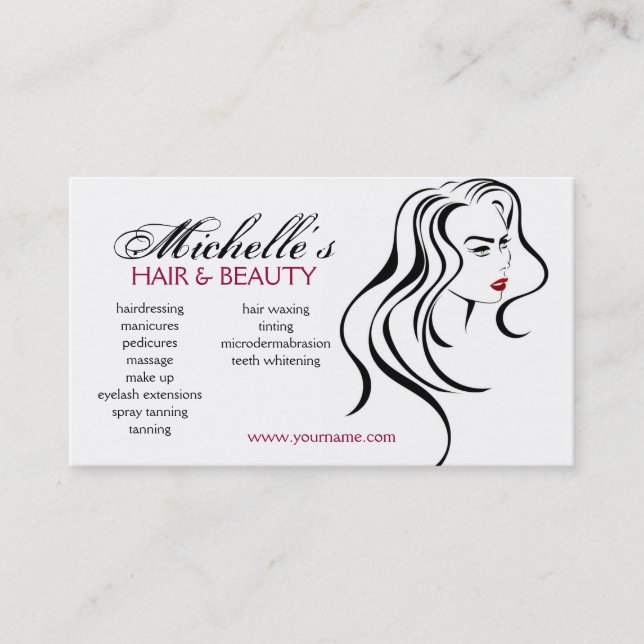 Lovely girl with wavy hair and Makeup Icon Business Card (Front)