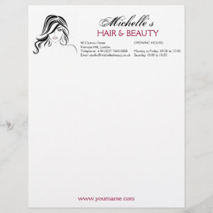 Lovely girl with wavy hair and Makeup Icon Custom Letterhead