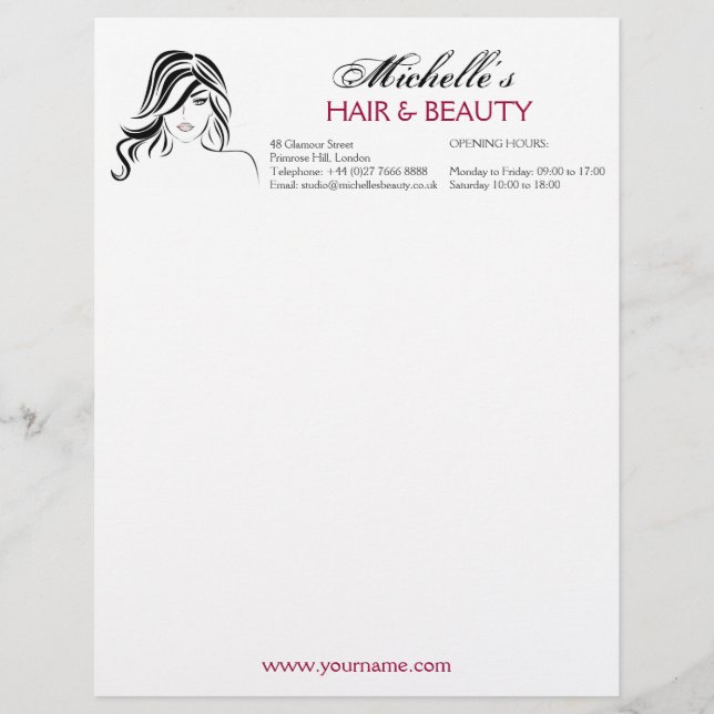 Lovely girl with wavy hair and Makeup Icon Custom Letterhead (Front)