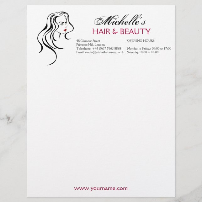 Lovely girl with wavy hair and Makeup Icon Personalised Letterhead (Front)