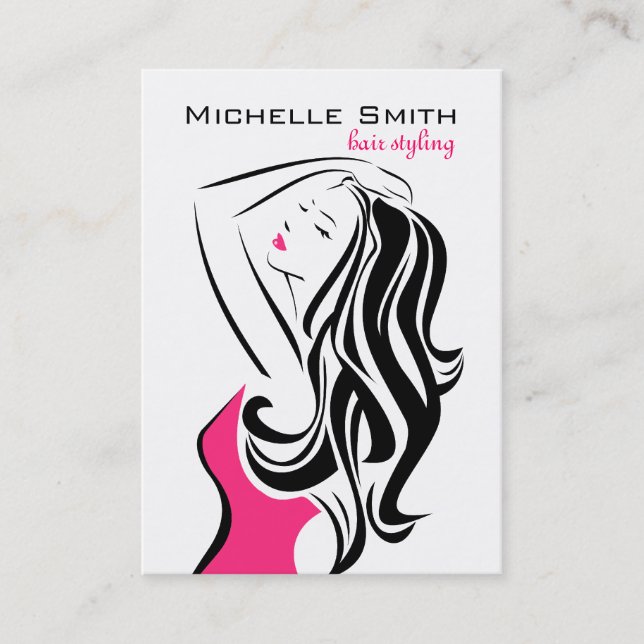 Lovely girl with wavy hair Hairstyling branding Business Card (Front)
