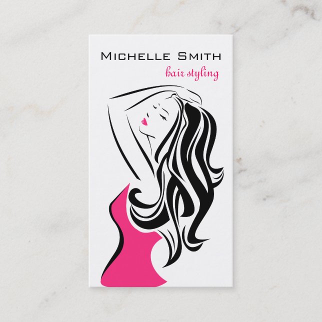 Lovely girl with wavy hair Hairstyling branding Business Card (Front)