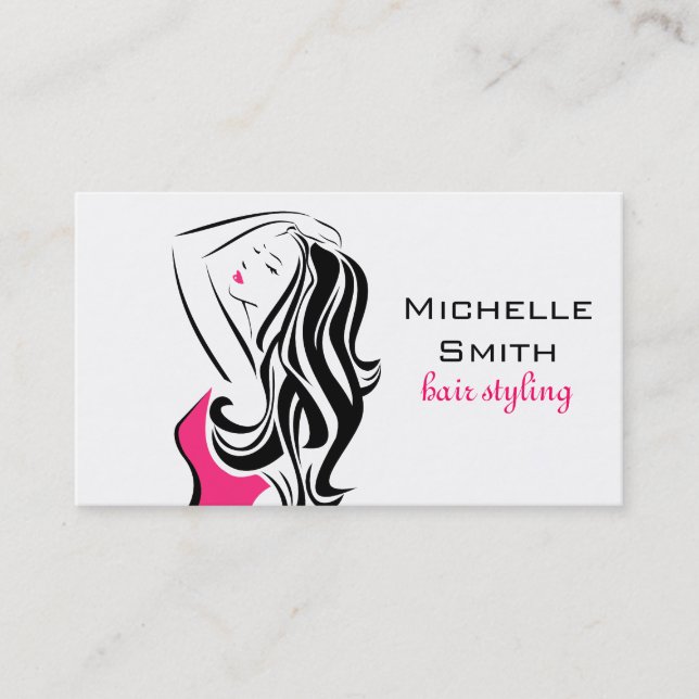 Lovely girl with wavy hair Hairstyling branding Business Card (Front)