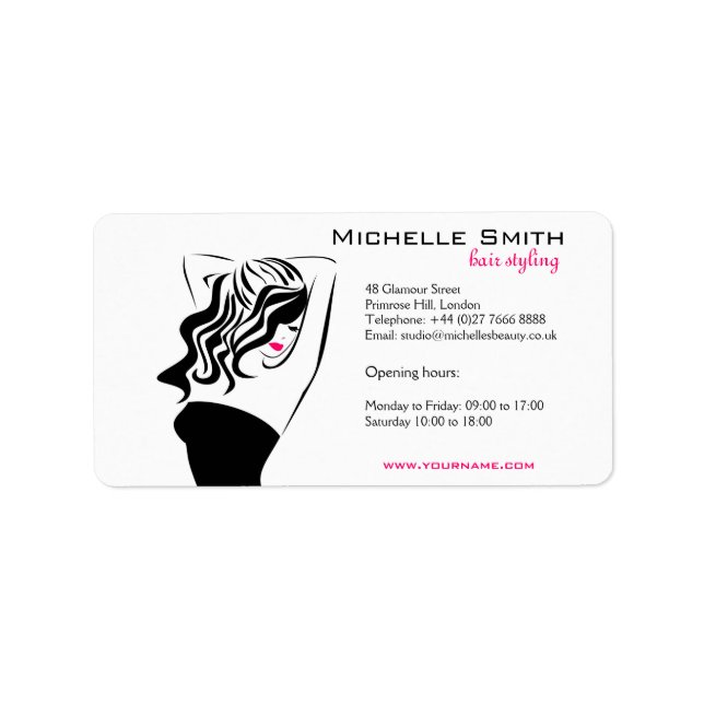 Lovely girl with wavy hair Hairstyling branding Label (Front)