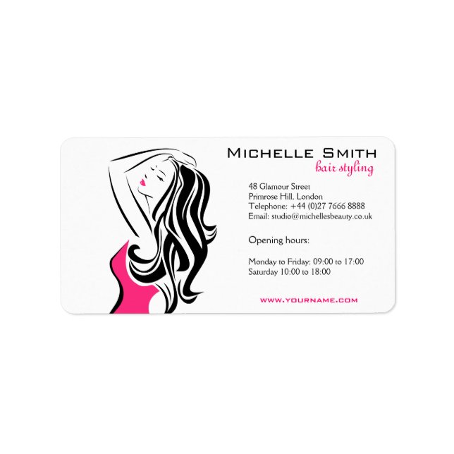 Lovely girl with wavy hair Hairstyling branding Label (Front)