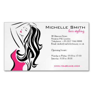 Lovely girl with wavy hair Hairstyling branding Magnetic Business Card
