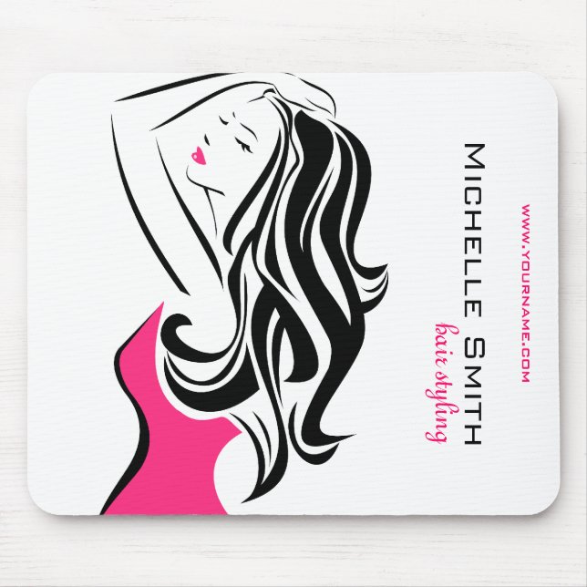 Lovely girl with wavy hair Hairstyling branding Mouse Mat (Front)