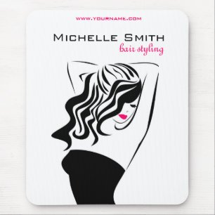Lovely girl with wavy hair Hairstyling branding Mouse Mat