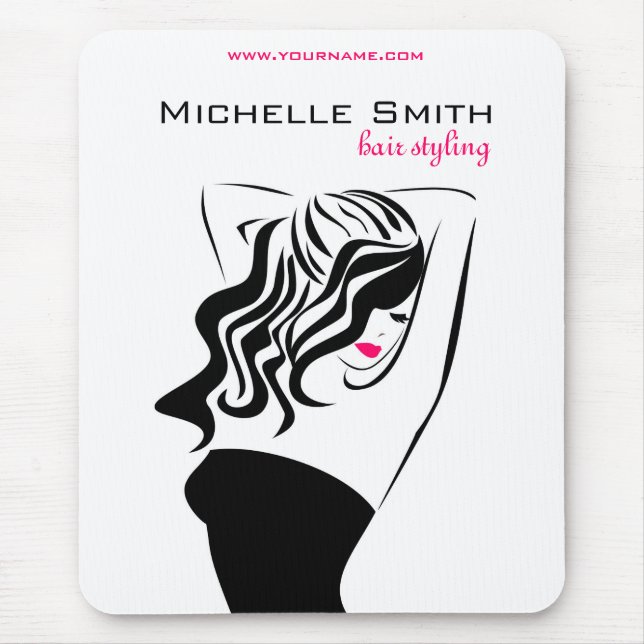 Lovely girl with wavy hair Hairstyling branding Mouse Mat (Front)