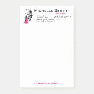 Lovely girl with wavy hair Hairstyling branding Post-it Notes