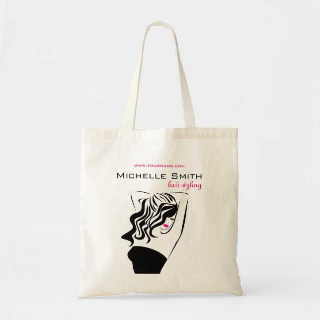 Lovely girl with wavy hair Hairstyling branding Tote Bag (Front)