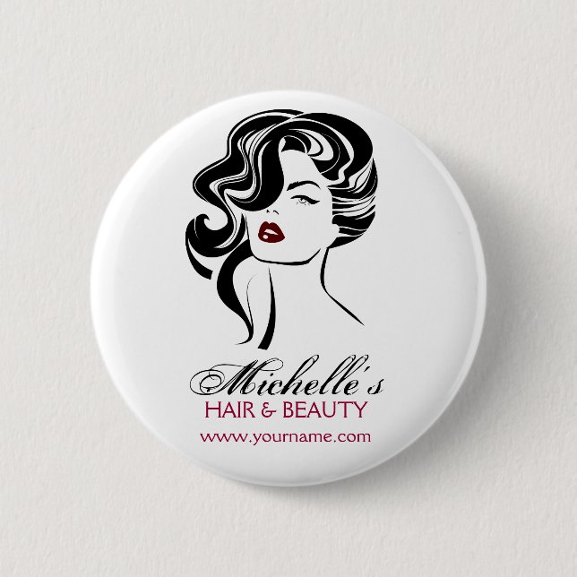 Lovely girl with wavy hair Makeup Icon 6 Cm Round Badge (Front)