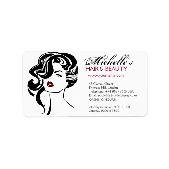 Lovely girl with wavy hair Makeup Icon Address Label