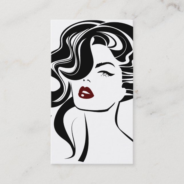 Lovely girl with wavy hair Makeup Icon Business Card (Front)