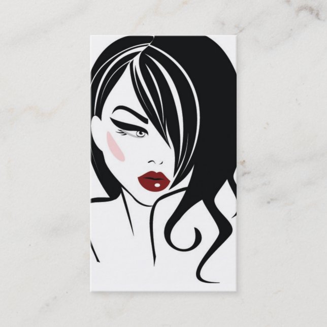 Lovely girl with wavy hair Makeup Icon Business Card (Front)