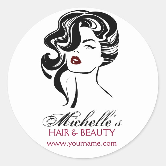 Lovely girl with wavy hair Makeup Icon Classic Round Sticker (Front)