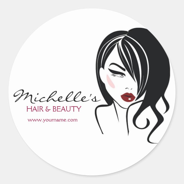 Lovely girl with wavy hair Makeup Icon Classic Round Sticker (Front)
