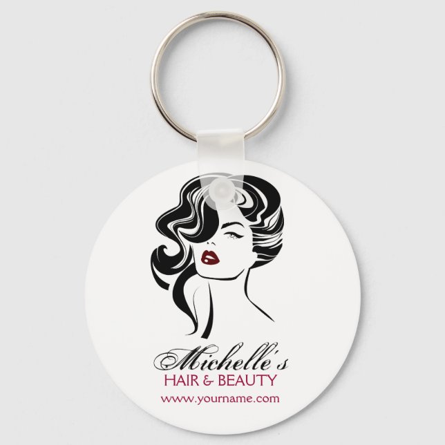 Lovely girl with wavy hair Makeup Icon Key Ring (Front)