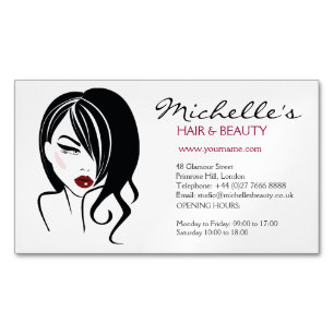 Lovely girl with wavy hair Makeup Icon Magnetic Business Card