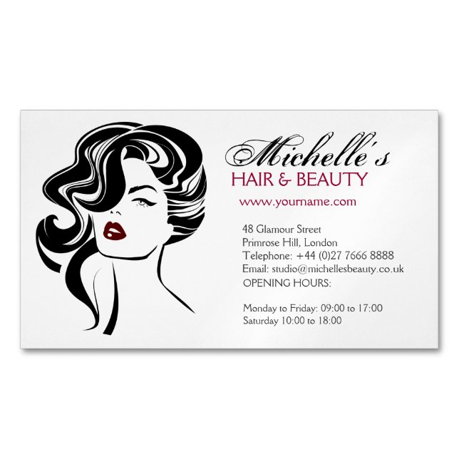 Lovely girl with wavy hair Makeup Icon Magnetic Business Card (Front)