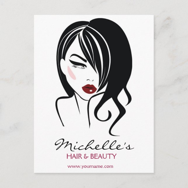 Lovely girl with wavy hair Makeup Icon Postcard (Front)