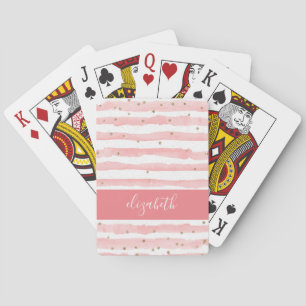 Lovely Girly Pink Playing Cards with Name