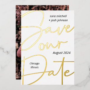 Lovely Gold Foil Script Minimal Save the Date