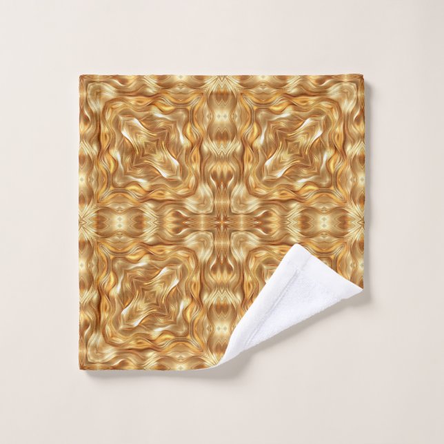 Lovely golden abstract pattern bath towel set (Wash Cloth)