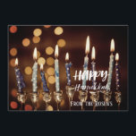 Lovely Golden Hanukkah Chanukah Menorah Lights  Invitation<br><div class="desc">A beautiful and impressive invitation of a lighted menorah and candles against a twinkling background and winter atmosphere.
The details on the back of the card for you to personalise.
Have a happy Holidays ❀</div>