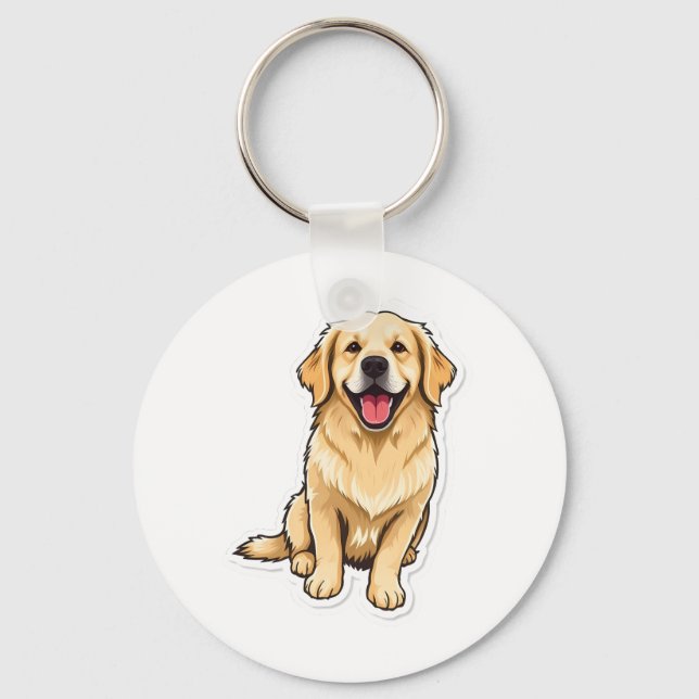 Lovely Golden Retriever Keychain (Front)
