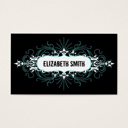 Lovely Gothic Business Card Teal/Black