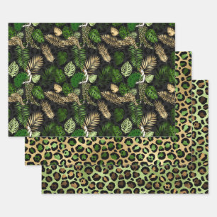 Lovely Green and Gold Safari theme  Wrapping Paper Sheet