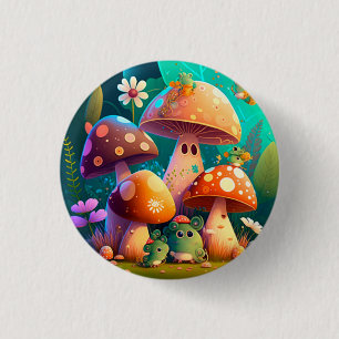 Lovely green cute baby mushrooms       3 cm round badge