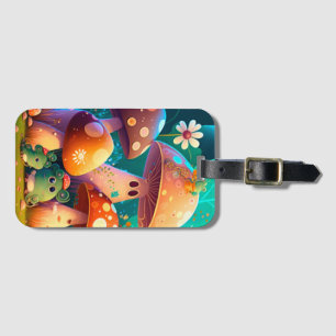 Lovely green cute baby mushrooms      luggage tag