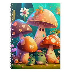 Lovely green cute baby mushrooms notebook