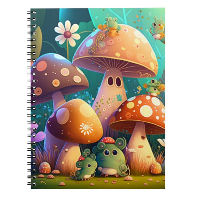 Lovely green cute baby mushrooms       notebook (Front)