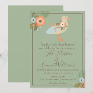 Lovely Green Elegant Bird Wedding Invitation