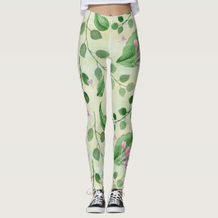 Lovely Green Floral Leggings