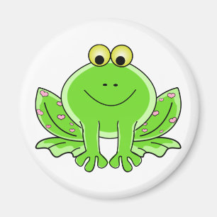 Lovely Green Frog with Hearts Magnet