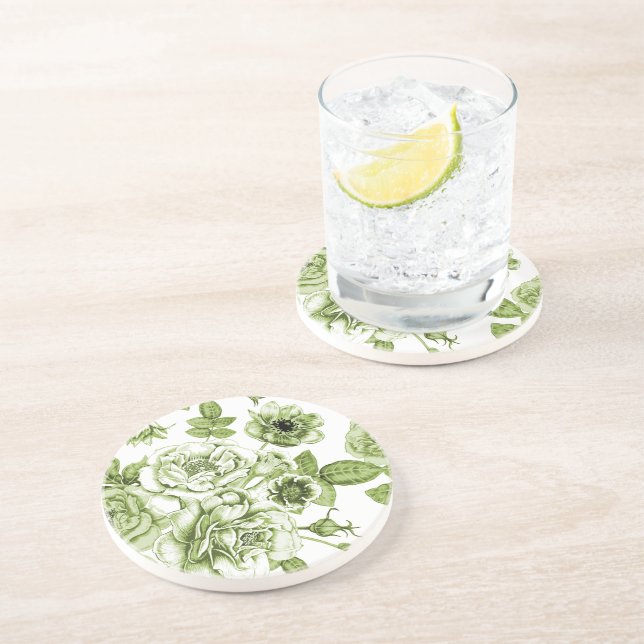 Lovely Green Roses Coaster (Side)