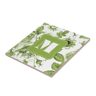 Lovely Green Roses Tile