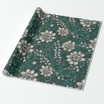 Lovely Green & White Beaded Floral Wrapping Paper<br><div class="desc">Give your recipients your best. Use this lovely, sophisticated, print "jewelled" with no actual glitter, foil, feathers, velvet or beading, high-quality gift wrap with a grid back for easy cutting. You'll appreciate the ease of use and your recipients will love its elegant beauty. Good for all occasions and holidays, very...</div>