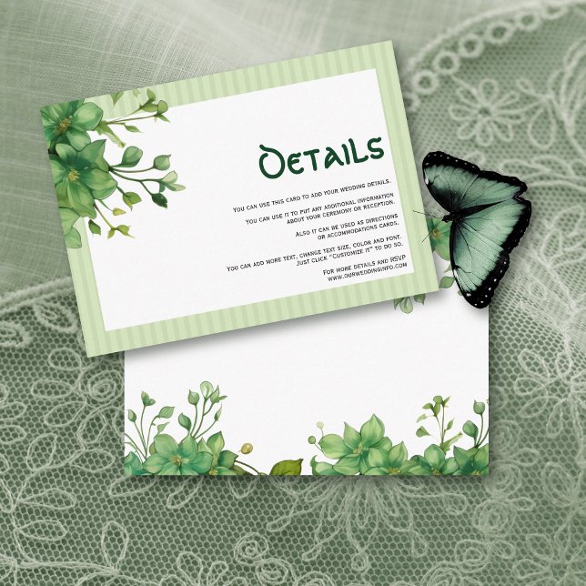 Lovely greenery and stripes wedding details enclosure card (Creator Uploaded)