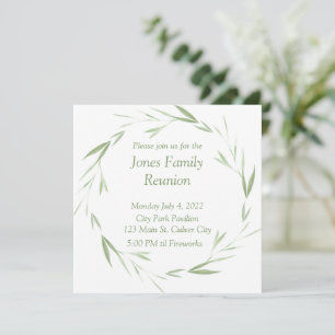 Lovely greenery personalised family reunion invitation